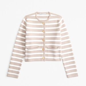 Abercrombie & Fitch Beige and Cream Striped Cardigan